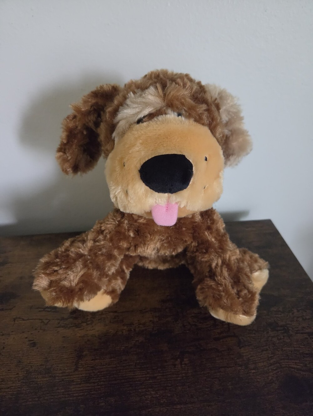Chelsea Teddy Bear Co Plush Brown Dog Toy with Pink Tongue Out